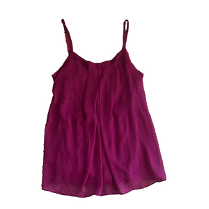 new york and company fuchsia polka dot tank top with adjustable spaghetti straps